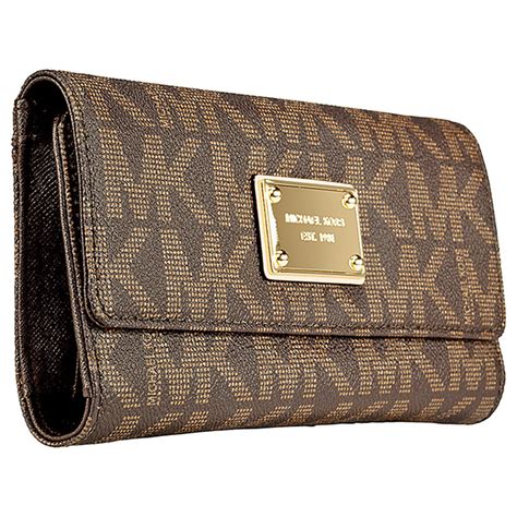 michael kors jet set checkbook wallet in brown|Michael Kors Wallet double zip.